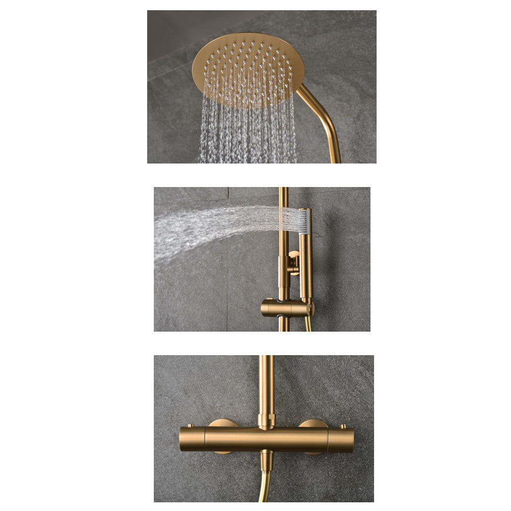 Chicago | Columna de ducha con grifo monomando | Rociador Redondo acero inox. S.304 Ø20 cm | Extraplano Antical