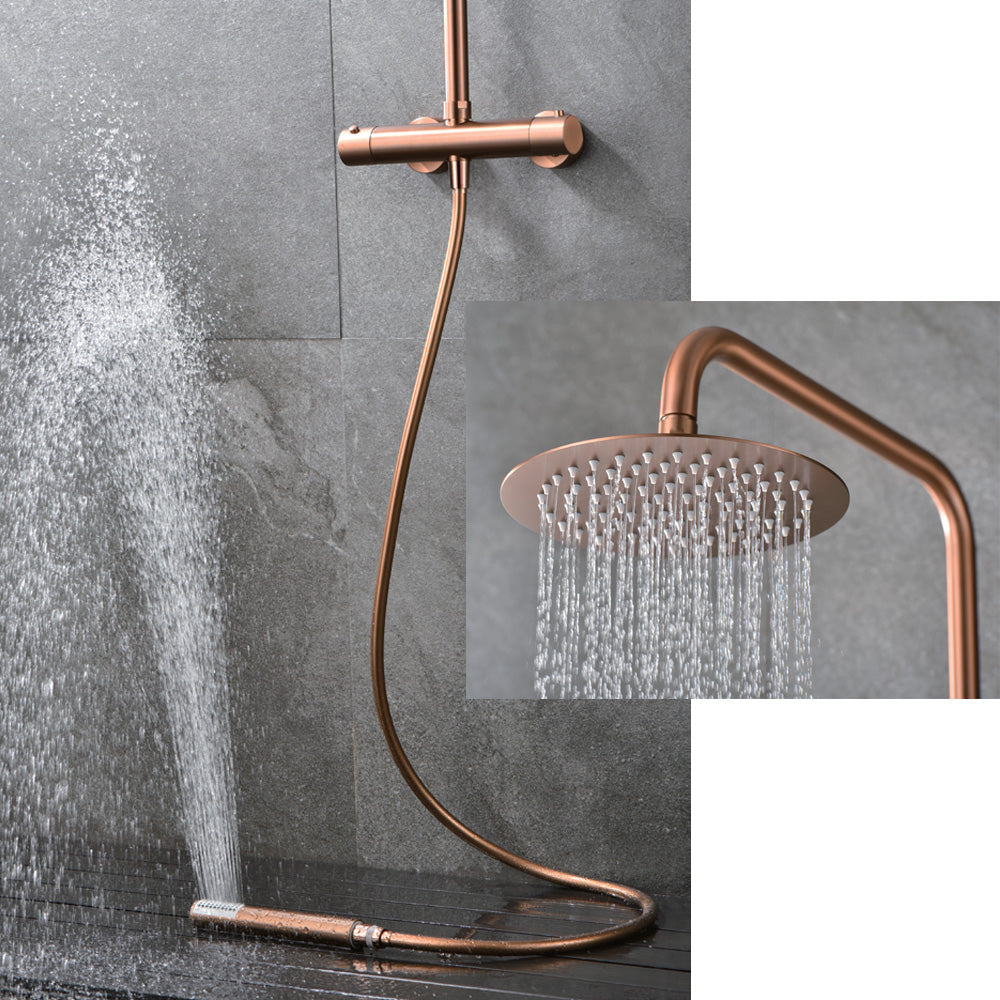 Chicago | Columna de ducha con grifo monomando | Rociador Redondo acero inox. S.304 Ø20 cm | Extraplano Antical