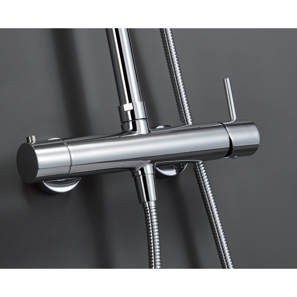 Chicago | Columna de ducha con grifo monomando | Rociador Redondo acero inox. S.304 Ø20 cm | Extraplano Antical