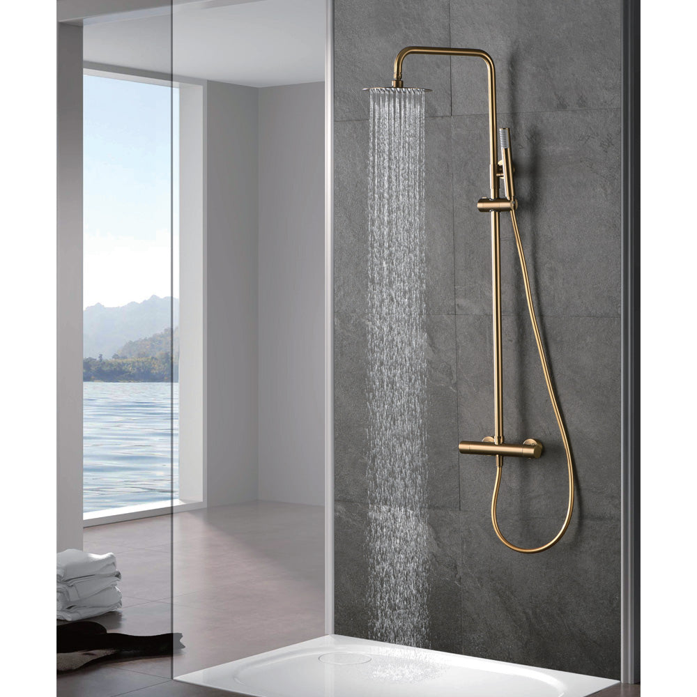 Chicago | Columna de ducha con grifo monomando | Rociador Redondo acero inox. S.304 Ø20 cm | Extraplano Antical