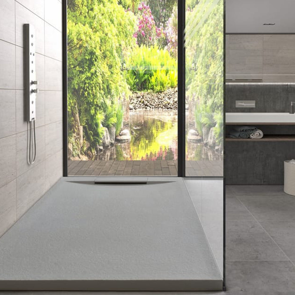 Oregon | Piatto Doccia in Resina Antiscivolo include Valvola Nascosta | Colore Grigio Perla