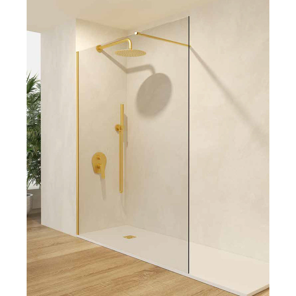 Alaska | Panel de Ducha Fijo Walk In | Vidrio Templado 6 mm Antical Transparente | Altura 195 cm