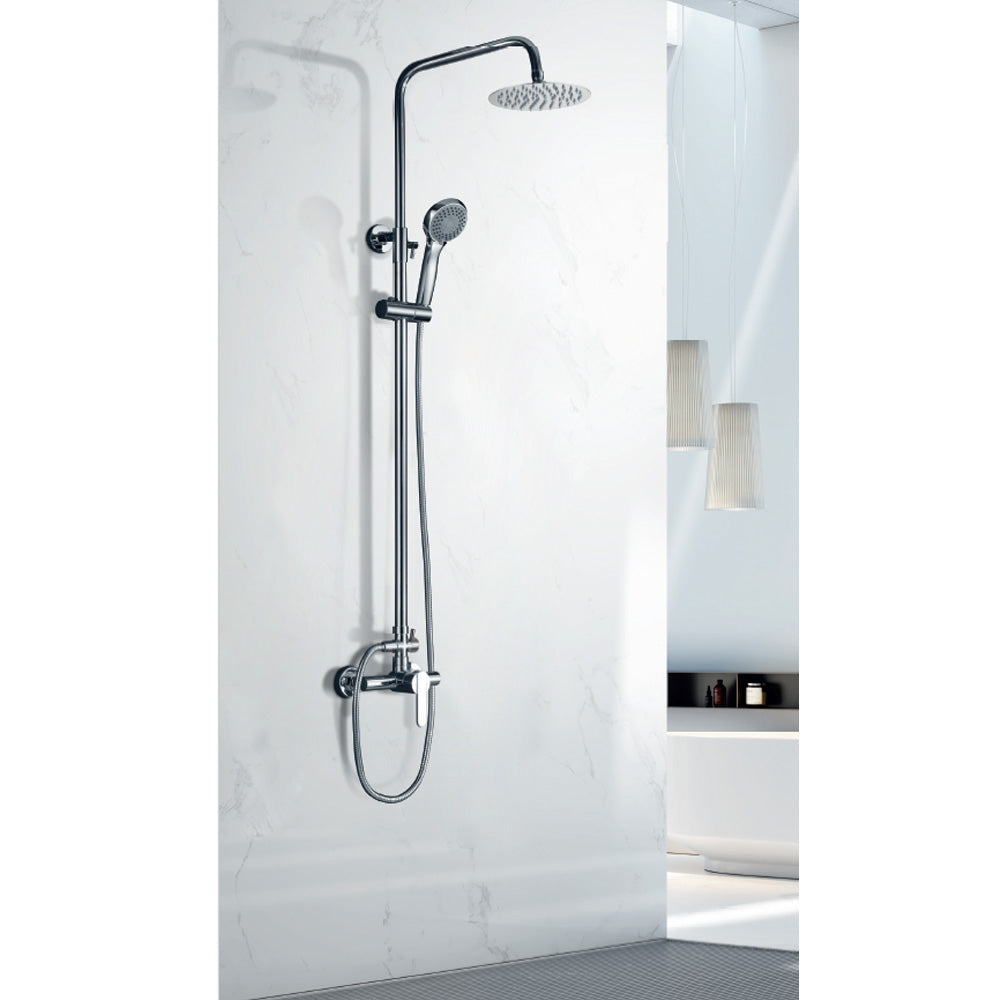 Seattle | Columna de ducha con grifo monomando | Rociador Redondo acero inox. S.304 Ø20 cm | Extraplano Antical