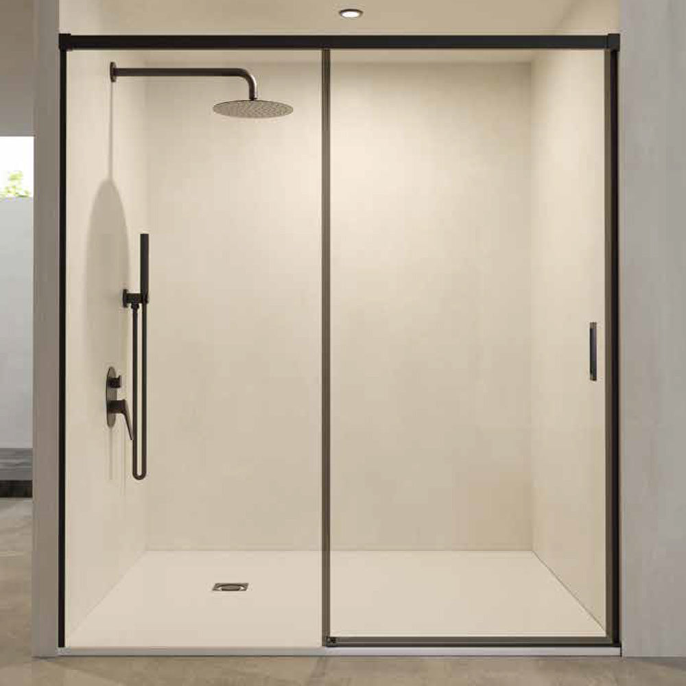 Nevada | Mampara Frontal Corredera 1 Puerta 1 Fijo | Vidrio Templado 6 mm Antical | Altura 195 cm