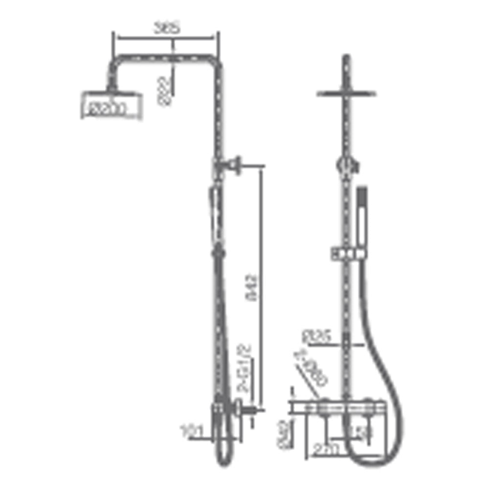 Chicago | Columna de ducha con grifo termostatico | Rociador Redondo acero inox. S.304 Ø20 cm | Extraplano Antical