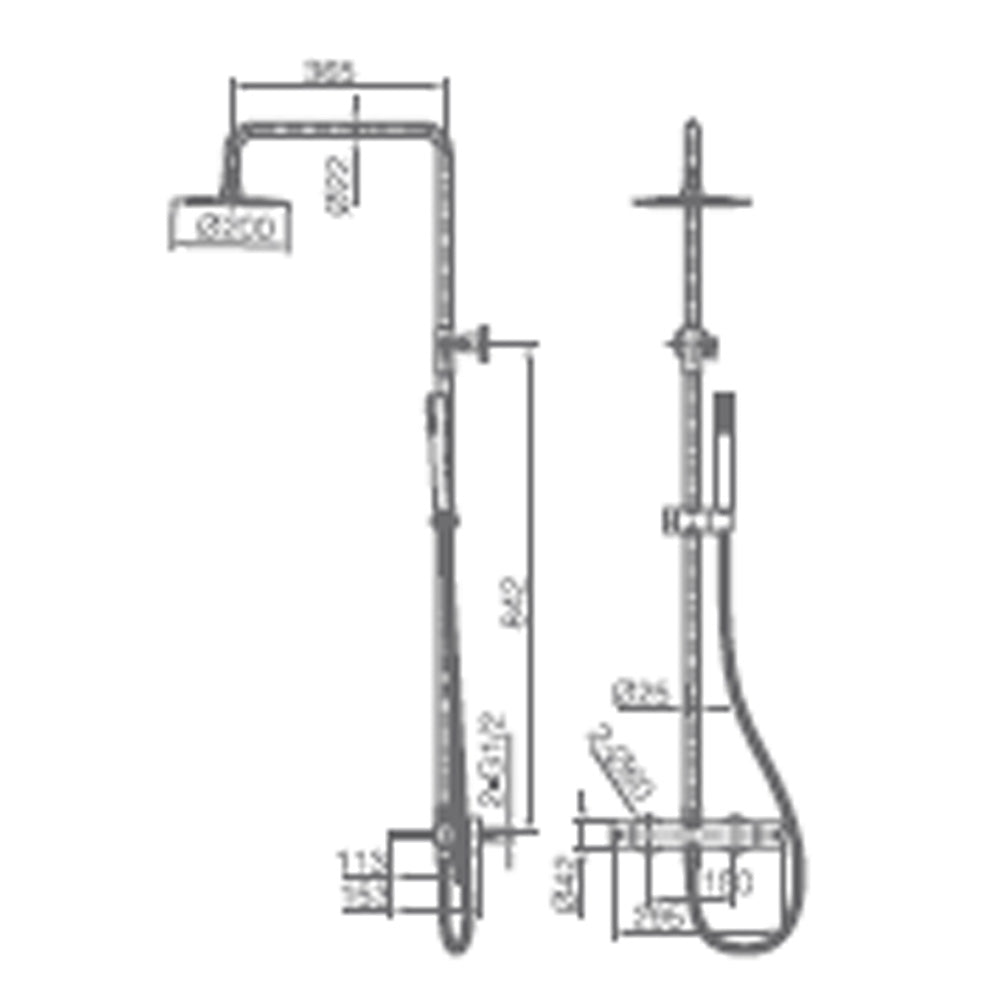 Chicago | Columna de ducha con grifo monomando | Rociador Redondo acero inox. S.304 Ø20 cm | Extraplano Antical