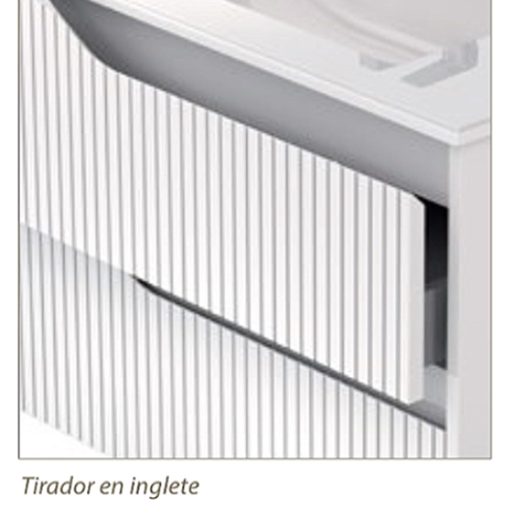 Los | Angeles Mueble Baño Suspendido Fondo Reducido | 2 Cajones con Cierre Amortiguado y Lavabo Cerámico