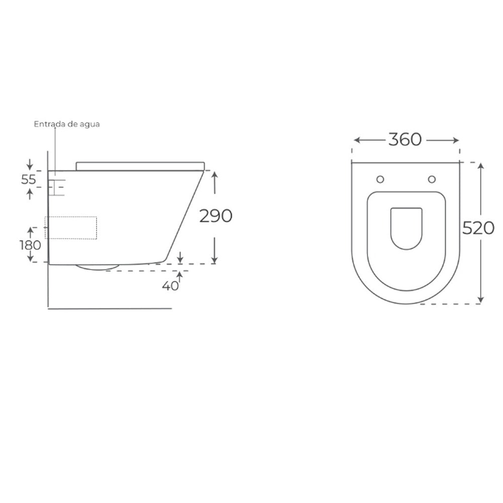 Utah | Pack Inodoro Suspendido | Rimless con Cisterna Empotrada y Pulsador