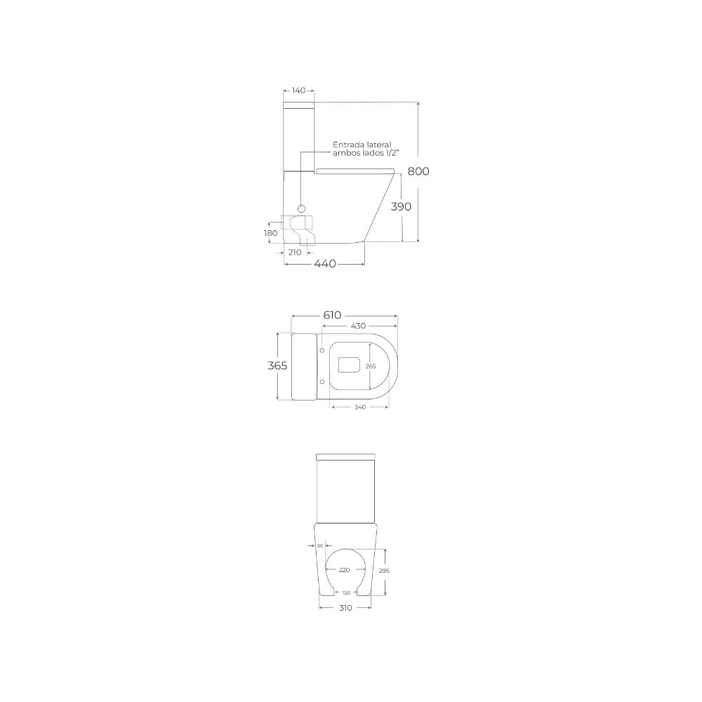 Utah | Inodoro Completo Rimless Adosado a Pared | Tapa Extrafina Duroplast Soft Close | Cisterna Incluida