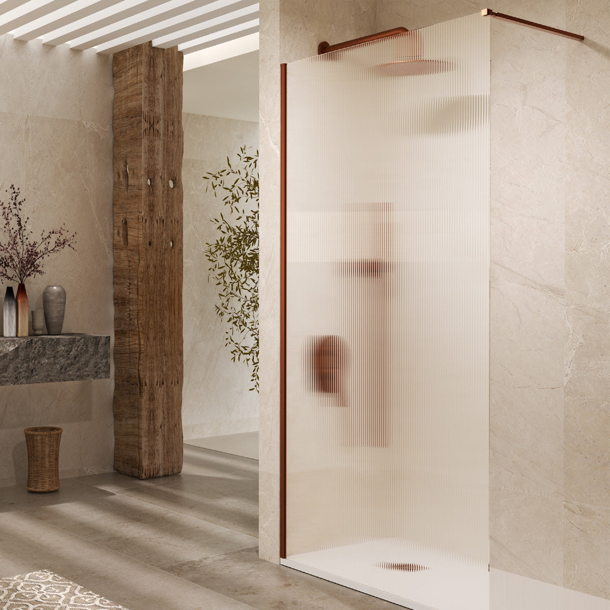 Wyoming | Paroi de Douche Fixe Walk In | Verre Trempé 8 mm Antical Ondes | Hauteur 200 cm