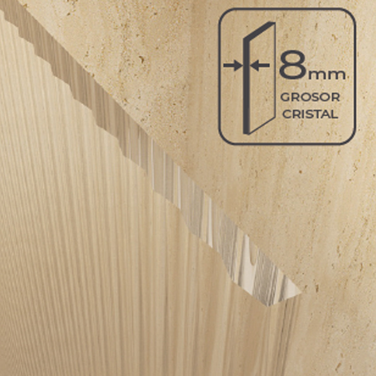 Wyoming | Panel de Ducha Fijo Walk In | Vidrio Templado 8 mm Antical Ondas | Altura 200 cm