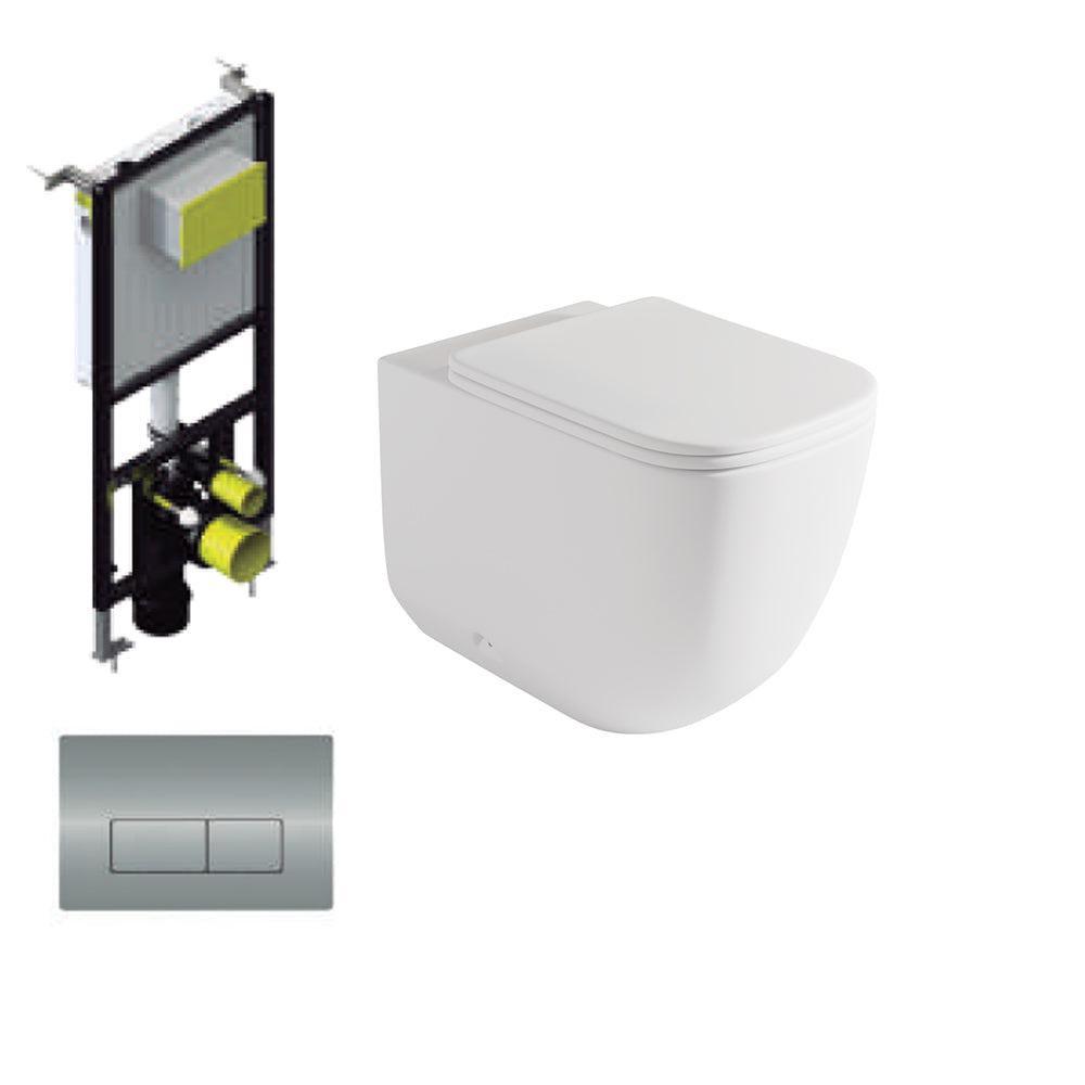 Chicago | Pack Inodoro Suspendido | Rimless con Cisterna Empotrada y Pulsador