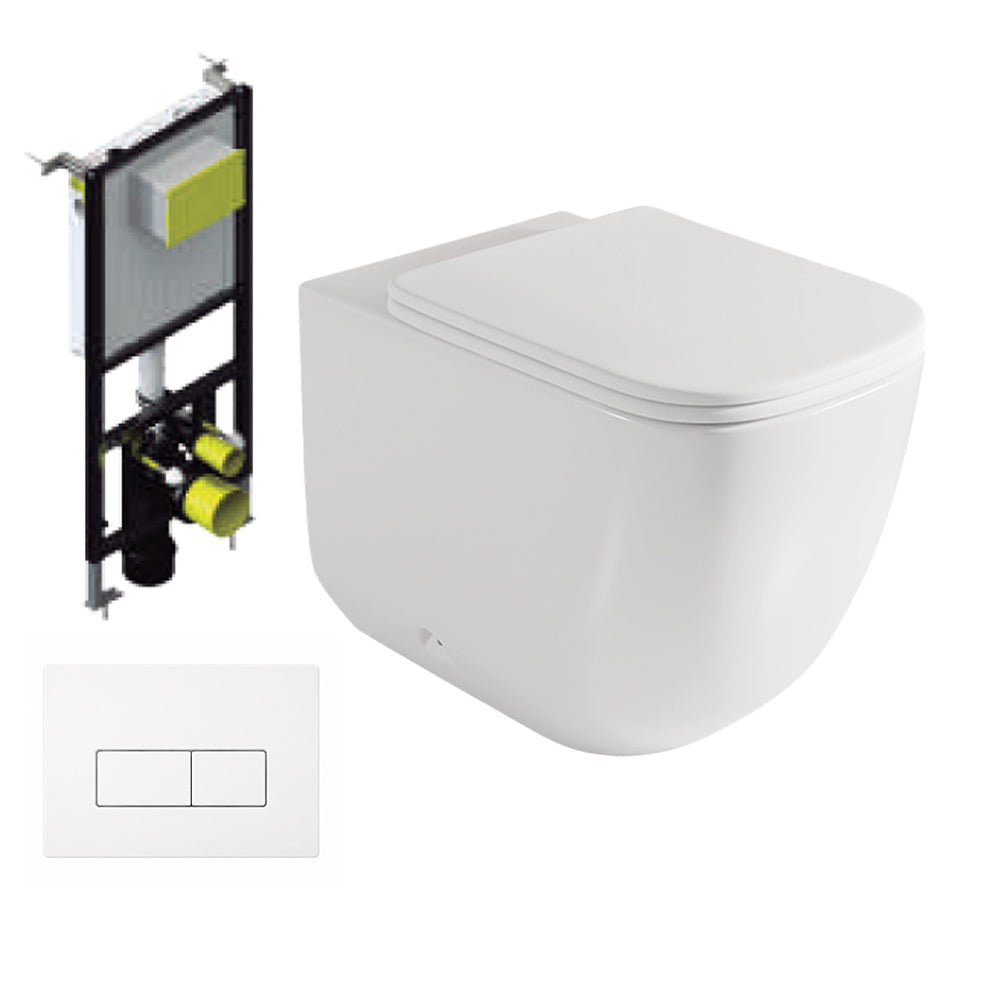 Chicago | Pack Inodoro Suspendido | Rimless con Cisterna Empotrada y Pulsador
