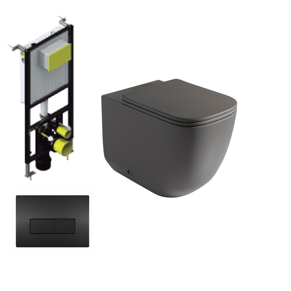 Chicago | Pack Inodoro Suspendido | Rimless con Cisterna Empotrada y Pulsador