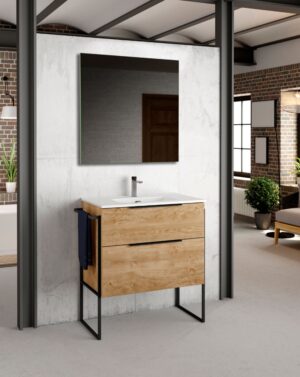 Mueble Baño al Suelo con Lavabo Roble Natural