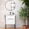 mueble baño al suelo con lavabo cerámico