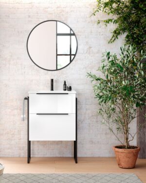 mueble baño al suelo con lavabo cerámico