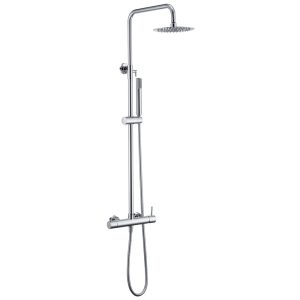Chicago Columna de ducha con grifo monomando | Rociador Redondo acero inox. S.304 Ø20 cm | Extraplano Antical Acabado Cromo