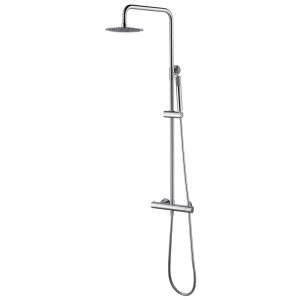 Chicago Columna de ducha con grifo termostatico | Rociador Redondo acero inox. S.304 Ø20 cm | Extraplano Antical Acabado Cromo