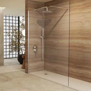 Panel de ducha fijo Walk In con vidrio templado transparente 6 mm antical altura 195 cm