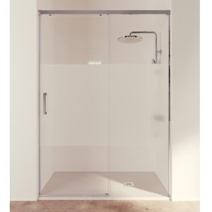 Mampara Ducha Frontal 1 Puerta Corredera 1 Fijo | Vidrio Templado 6mm Antical Serigrafia