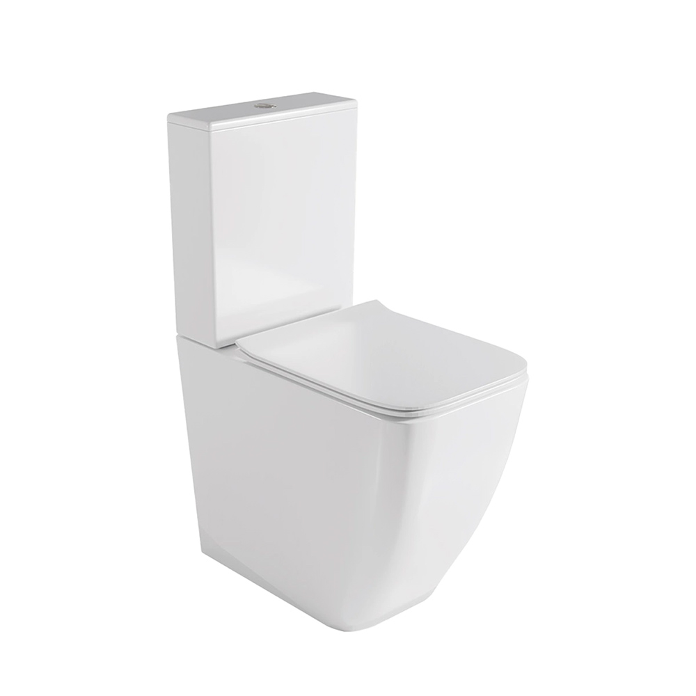 Florida Inodoro PMR Rimless Adosado a Pared | Altura Confort para Movilidad Reducida | Tapa Duroplast Soft Close | Blanco Brillo (copia)