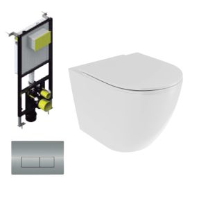 Hawaii Pack Inodoro Suspendido | Rimless con Cisterna Empotrada y Pulsador