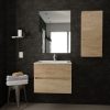 Manhattan Mueble Baño Suspendido Fondo Reducido | 2 Cajones con Cierre Amortiguado y Lavabo Cerámico