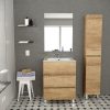 Siracusa Mueble Baño al Suelo Fondo Reducido | 3 Cajones con Cierre Amortiguado y Lavabo Cerámico